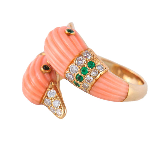 Bague 50 BAGUE VAN CLEEF & ARPELS "DAUPHINS" 58 Facettes BO/220040 RIV