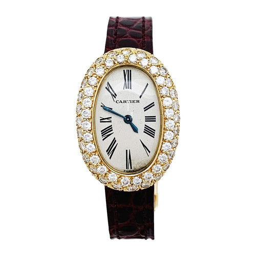 Montre Montre Cartier "Baignoire" en or jaune sertie de brillants. 58 Facettes 29027