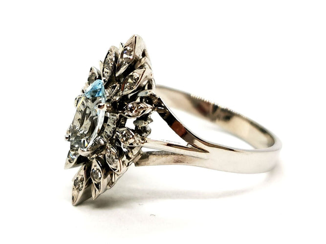 Bague 51 Bague Or blanc Aigue marine 58 Facettes 1752576CN