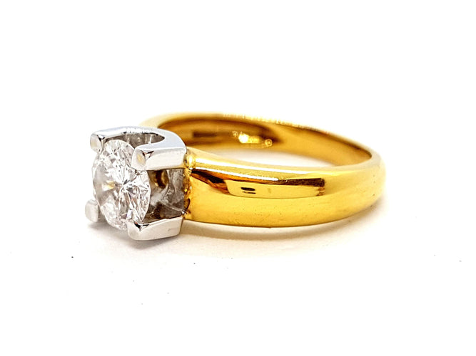 Bague 56 Bague Solitaire Or jaune Diamant 58 Facettes 06314CD