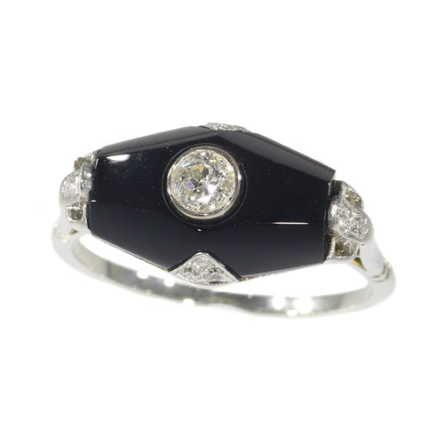 Bague 54 Bague Art Déco diamant et onyx 58 Facettes 19324-0206