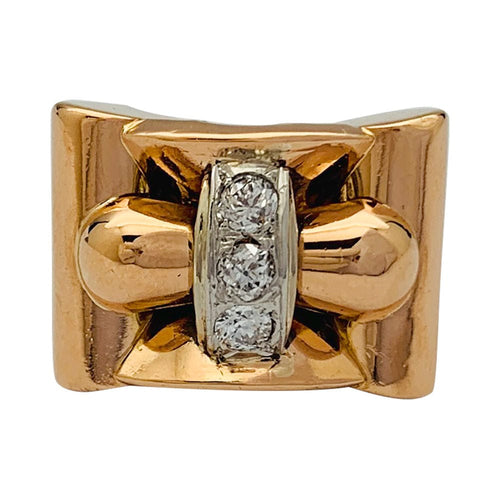 Bague 53 Bague tank or rose, blanc et diamants. 58 Facettes 31901