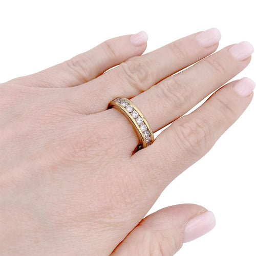 Bague 61 Alliance tour complet or jaune, diamants. 58 Facettes 32207