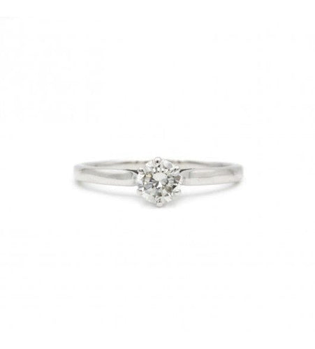 Bague 54 / Blanc/Gris / Or 750 Bague Solitaire Diamant 0.45 Carat 58 Facettes R220051