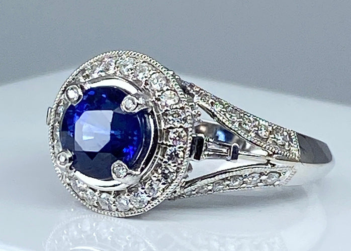 Bague 54 Bague cocktail saphir diamants 58 Facettes AB153