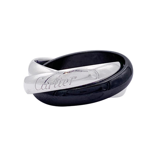 Bague 50 Bague Cartier, "Trinity", or blanc et céramique noire. 58 Facettes 32949