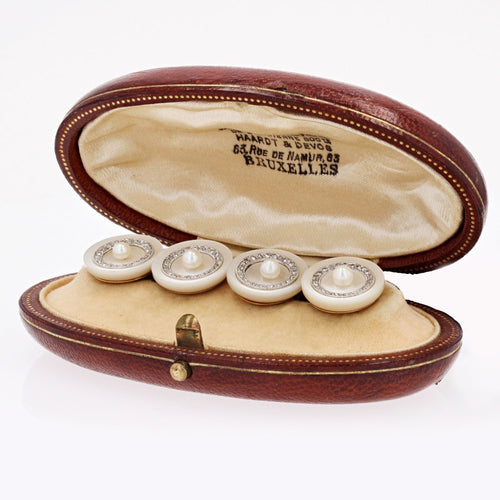 Boutons de manchette Boutons de manchette anciens perles fines nacre et diamants 58 Facettes 22-646