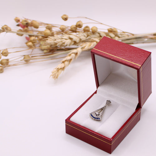 Pendentif Pendentif Art Déco motif pendule diamants et saphirs 58 Facettes