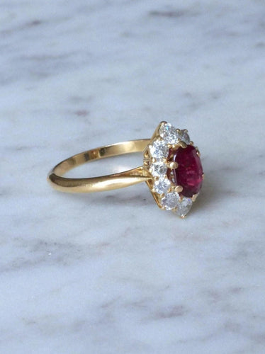Bague Bague marguerite rubis et diamants 58 Facettes