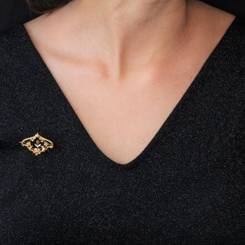 Broche Broche ancienne en ors aux motifs floraux 58 Facettes 19-196