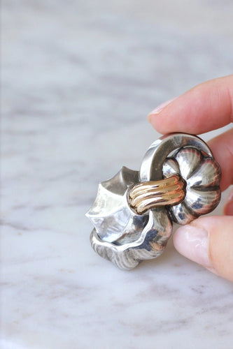 Broche Broche vintage abstraite or rose et argent 58 Facettes