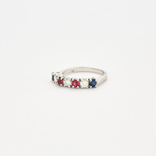 Bague 53 Bague Jarretière Saphirs Diamants Rubis 58 Facettes EL2-132