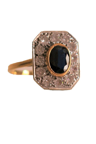 Bague Bague Art Déco, deux ors, saphirs 58 Facettes 522