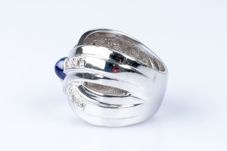 Bague Bague diamants saphir or blanc 58 Facettes 111-170463-34