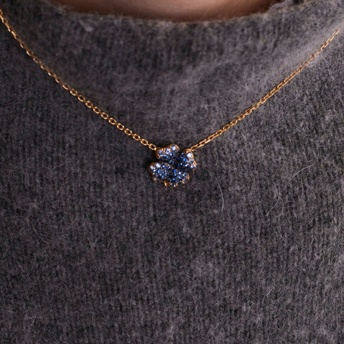 Collier Collier Trèfle Or Saphir Bleu 58 Facettes 002.309