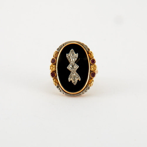 Bague 52 Bague en Or jaune, diamants &  rubis 58 Facettes