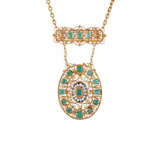 Collier Collier Emeraudes et Perles fines 58 Facettes