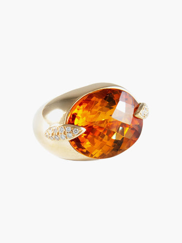 Bague 52 Bague Or jaune Citrine Diamants 58 Facettes
