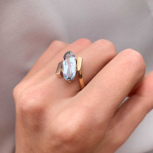 Bague 54.5 Bague Or rose Aigue-marine 58 Facettes JE93