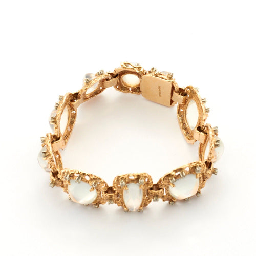 Bracelet SERVAN - Parure en or jaune, pierres de lune et diamants 58 Facettes