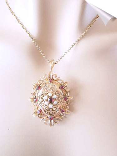 Pendentif Pendentif  Broche Grenats Perles de culture 58 Facettes AB 1083