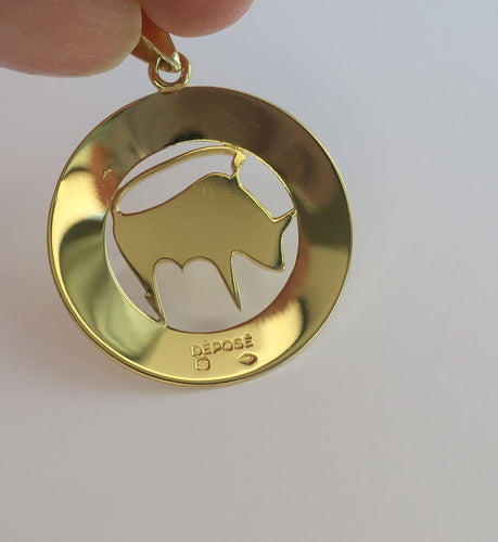 Pendentif Pendentif médaille vintage Zodiaque Taureau or 58 Facettes