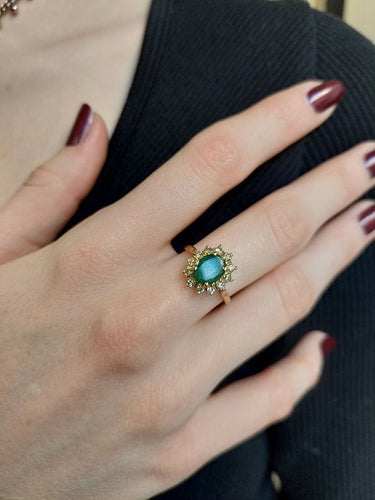 Bague 53 BAGUE POMPADOUR ÉMERAUDE ET DIAMANTS 58 Facettes 078181