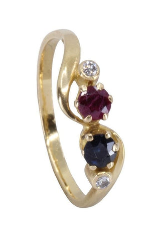 Bague 53 BAGUE MODERNE RUBIS, SAPHIR ET DIAMANTS 58 Facettes 065711
