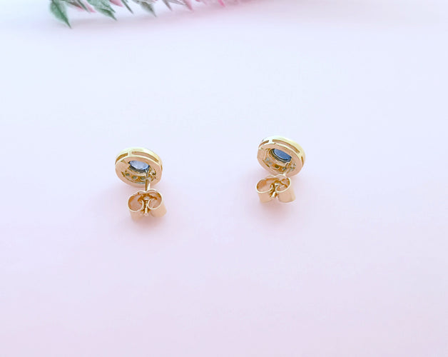 Boucles d'oreilles Boucles d'oreilles puces Saphirs Diamants 58 Facettes AA 1597