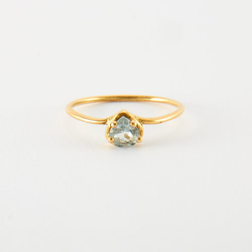 Bague 54 Bague or jaune & aigue marine 58 Facettes