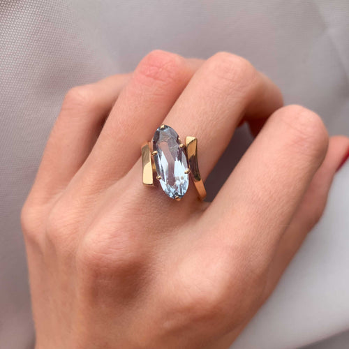 Bague 54.5 Bague Or rose Aigue-marine 58 Facettes JE93