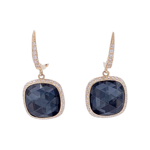 Boucles d'oreilles Boucles d'oreilles or rose, hématite, quartz, diamants. 58 Facettes 32895