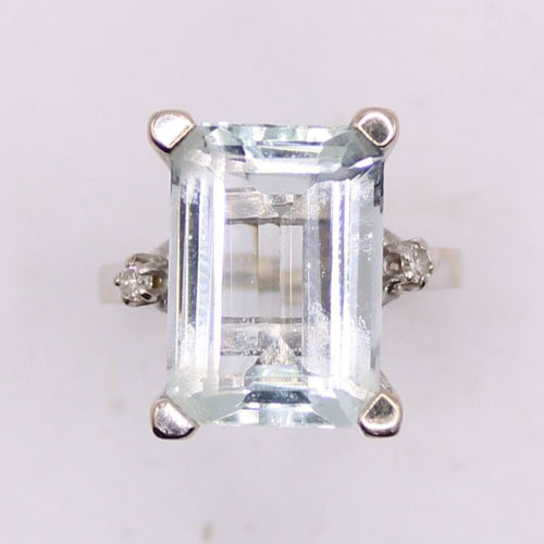 Bague 50 Bague Aigue-Marine Diamants 58 Facettes