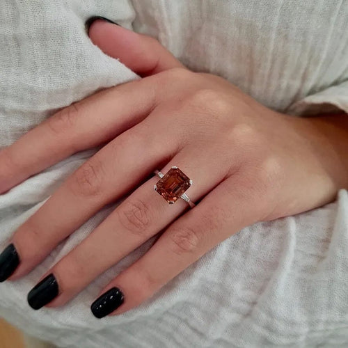 Bague Bague tourmaline rose orange diamants or blanc 58 Facettes