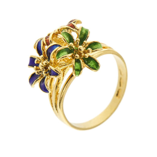 Bague 49 Bague fleurs émaillées 58 Facettes 32423