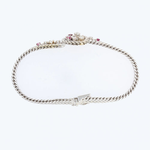 Bracelet Bracelet vintage or blanc rubis diamants 58 Facettes 22-556