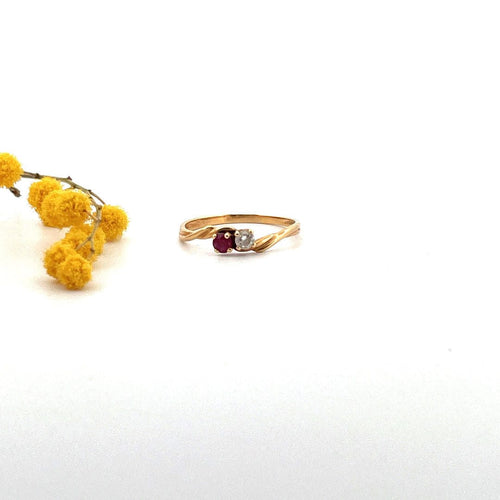 Bague Bague toi et moi, diamant et rubis 58 Facettes