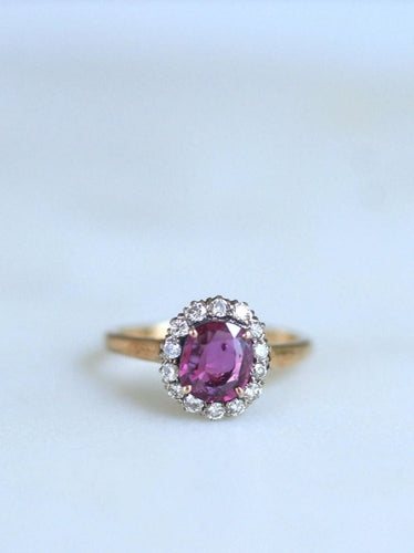 Bague marguerite saphir rose et diamants 58 Facettes