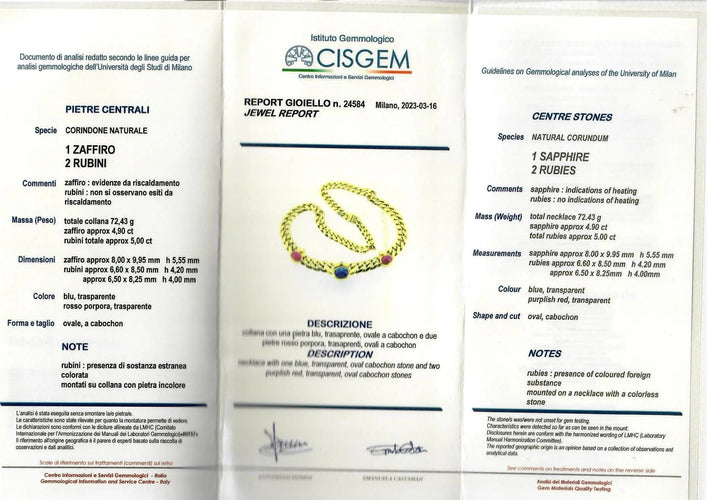 Collier Bulgari 1970' Collier à maillons gourmette en diamant rubis et saphir 58 Facettes