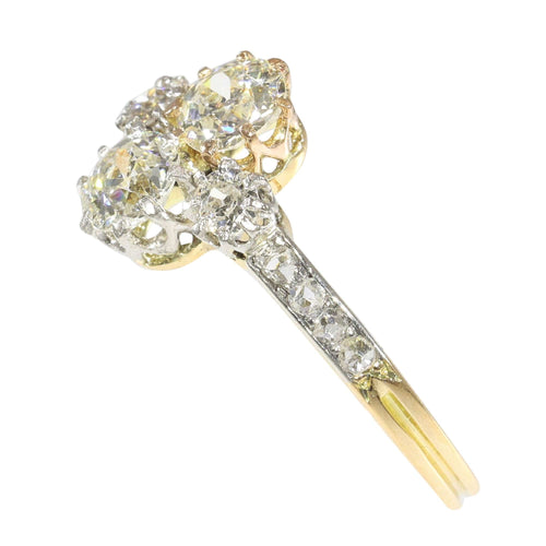 Bague 56 Charm Art Déco de Bague Vintage : platine, or jaune et diamants 58 Facettes 23360-0335