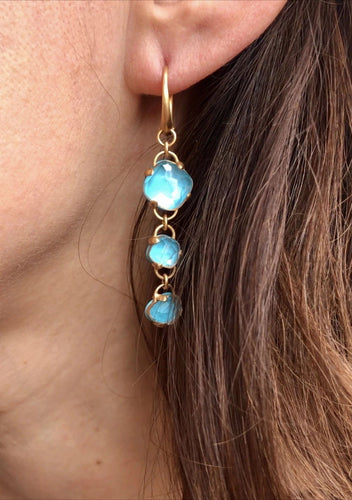 Boucles d'oreilles Boucles d'oreilles Pomellato modèle Capri topaze bleue et turquoise 58 Facettes
