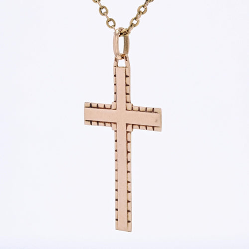 Pendentif Croix plate en or rose 58 Facettes CVP64