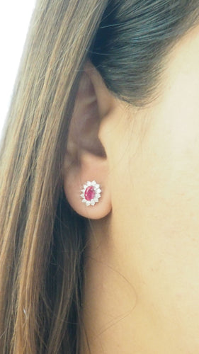 Boucles d'oreilles Boucles d'oreilles en or blanc, rubis et diamants 58 Facettes 32242