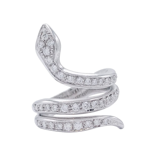 Bague 56 Bague serpent or blanc, diamants. 58 Facettes 32320