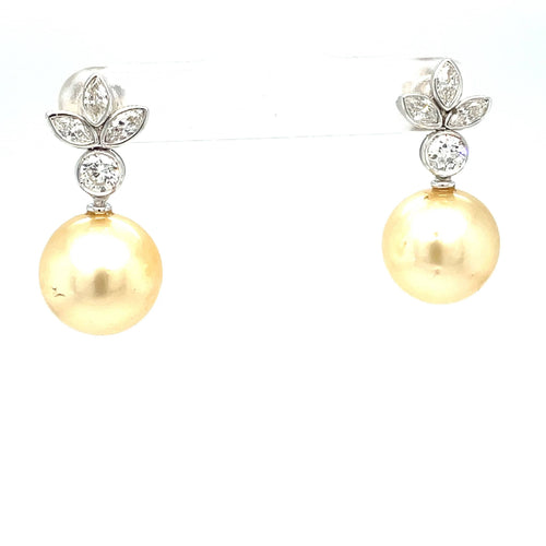 Boucles d'oreilles Boucles d'oreilles Perle Diamants 58 Facettes