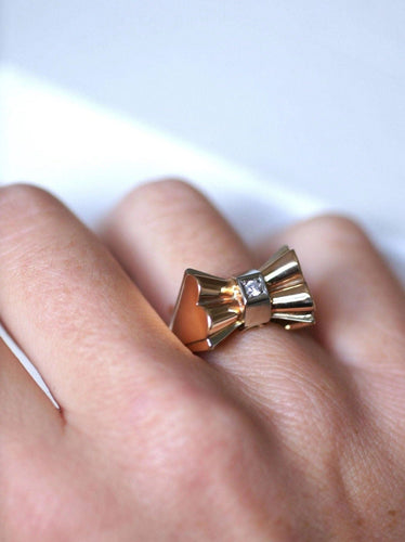 Bague Bague Tank Noeud or rose et diamants 58 Facettes