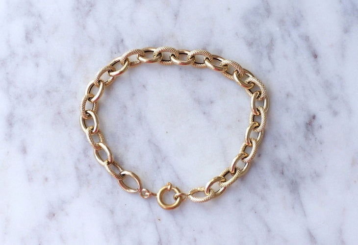 Bracelet Bracelet or jaune maille forçat alternée 58 Facettes