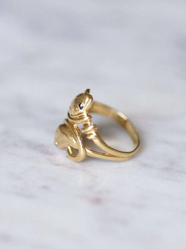 Bague Serpents enroulés or et saphirs 58 Facettes