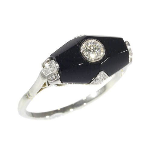 Bague 54 Bague Art Déco diamant et onyx 58 Facettes 19324-0206