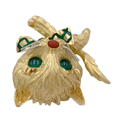 Collier Clip vintage, "Chat". 58 Facettes 32383